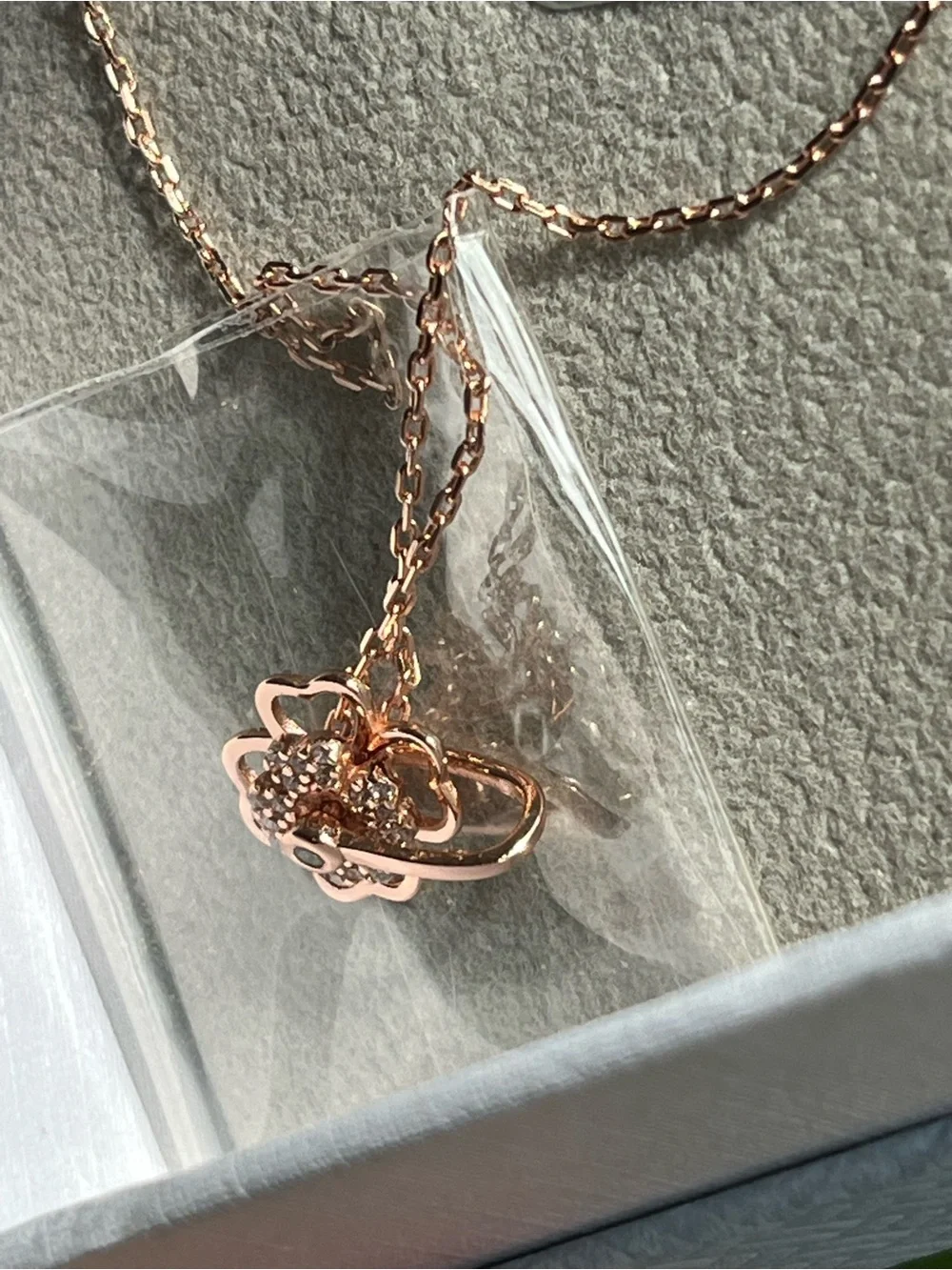 S925 Sterling Silver Rose Gold plated  Spinning Floral Necklace, ADHD Fidget NWT